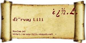 Árvay Lili névjegykártya