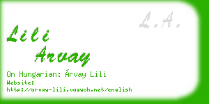 lili arvay business card