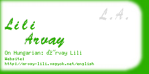 lili arvay business card